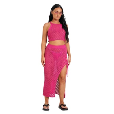 Missy Empire Womens/Ladies Crochet Co-ord Set (Pink)