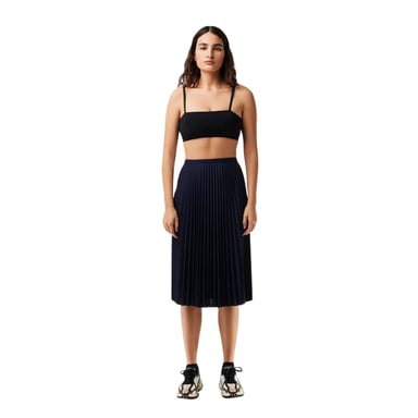 Lacoste Womens/Ladies Pleated Polyester Midi Skirt (Navy Blue)