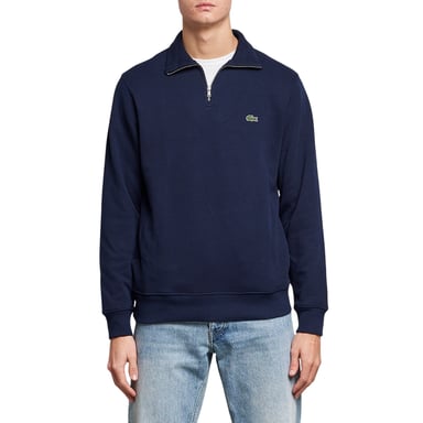 Lacoste Mens Cotton Blend Quarter Zip Sweatshirt (Navy)