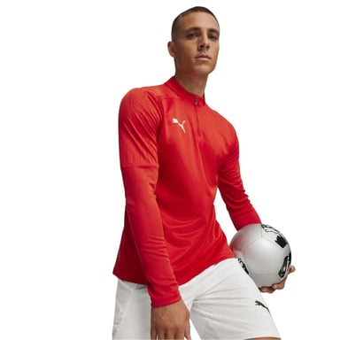 Puma Mens TeamFinal Quarter Zip Training Fleece Top (Red)