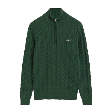 Gant Mens Cable Knit Half Zip Jumper (Green)