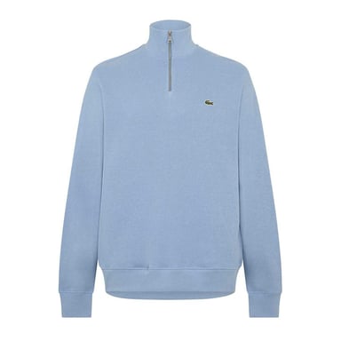 Lacoste Mens Cotton Blend Quarter Zip Sweatshirt (Blue)