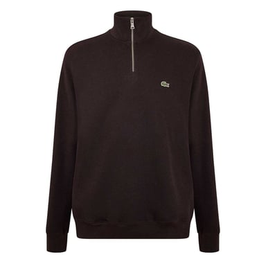 Lacoste Mens Cotton Blend Quarter Zip Sweatshirt (Brown)