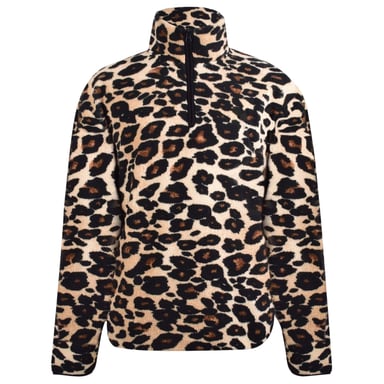 SoulCal Unisex Adult Leopard Print Borg Quarter Zip Fleece Top (Brown/Black)