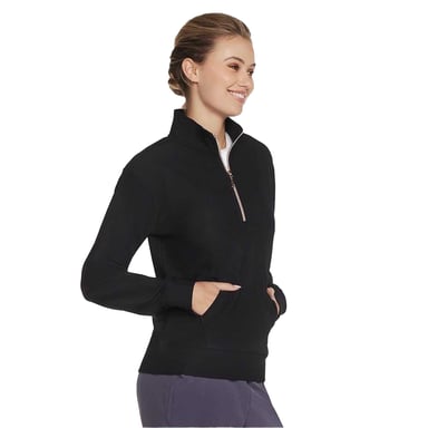 Skechers Womens/Ladies GoLuxe Ribbed Quarter Zip Sweatshirt (Black)