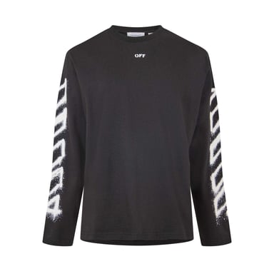 Off White Mens Sleeve Print Long-Sleeved T-Shirt (Black)