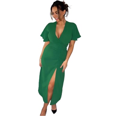AX Paris Womens/Ladies Ruched Split Hem Midi Dress (Green)