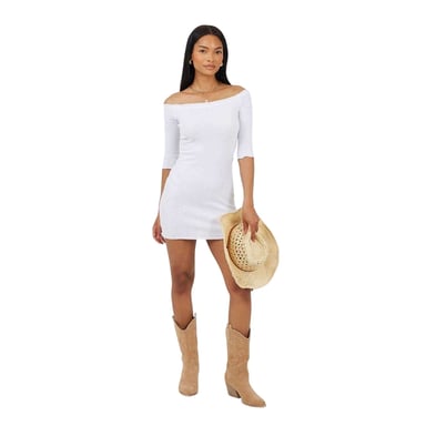 Brave Soul Womens/Ladies Ribbed Lettuce Hem Mini Dress (White)