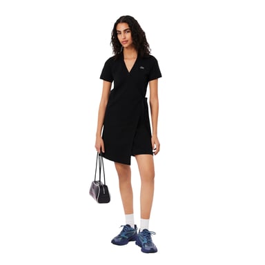 Lacoste Womens/Ladies V Neck Short-Sleeved Wrap Dress (White)