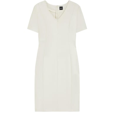 Boss Womens/Ladies Damaisa V Neck Slim Short-Sleeved Midi Dress (White)