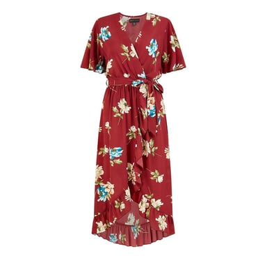 Mela London Womens/Ladies Floral V Neck Wrap Dress (Red)