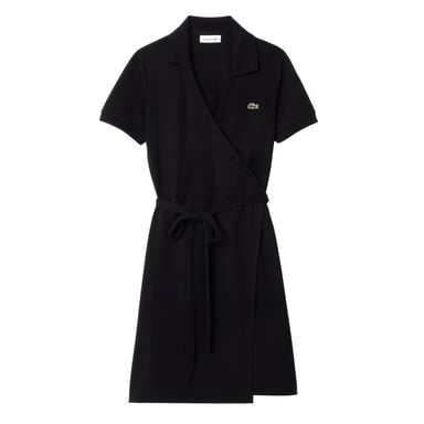 Lacoste Womens/Ladies V Neck Short-Sleeved Wrap Dress (Black)