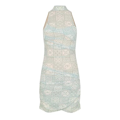 Off White Womens/Ladies Tulle High Collar Slip Dress (Blue/White)