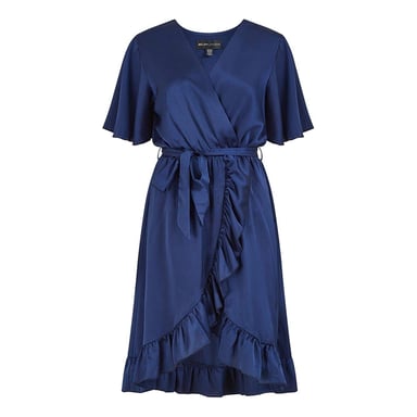 Mela London Womens/Ladies V Neck Flutter Wrap Dress (Navy)