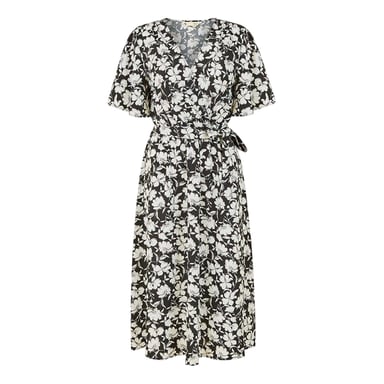 Yumi Womens/Ladies V Neck Wrap Dress (Black)