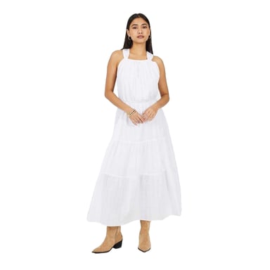 Brave Soul Womens/Ladies Tiered Halter Neck Sleeveless Midi Dress (White)