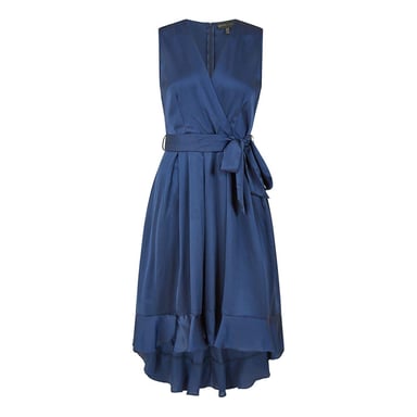 Mela London Womens/Ladies Satin V Neck Sleeveless Wrap Dress (Navy)