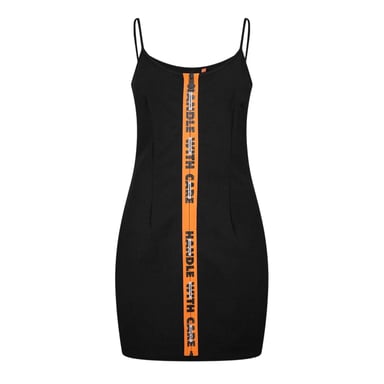 Heron Preston Womens/Ladies Scoop Neck Spaghetti Strap Slip Dress (Black)