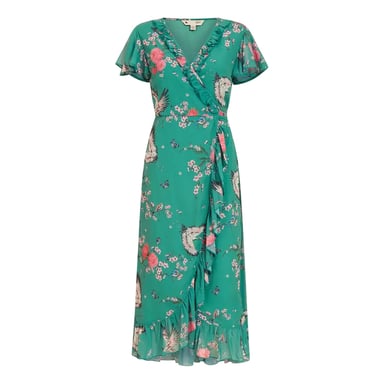Yumi Womens/Ladies Crane V Neck Wrap Dress (Green)
