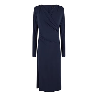 Boss Womens/Ladies Ettita V Neck Long-Sleeved Wrap Dress (Dark Blue)