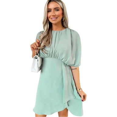 AX Paris Womens/Ladies Ruched Shoulders Batwing Sleeve Mini Dress (Duck Egg)