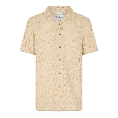 Threadbare Mens Rackes Snake Print Short-Sleeved Shirt (Ecru)