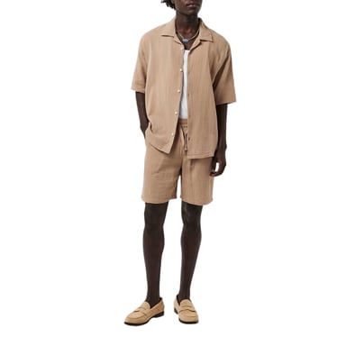 Albam Mens Crinkle Relaxed Fit Shirt (Warm Beige)