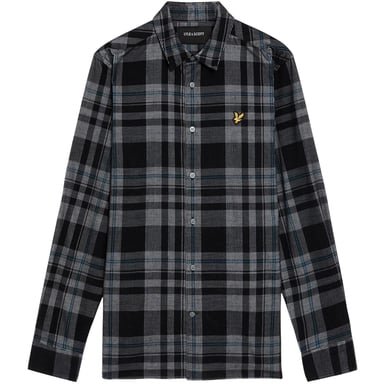 Lyle & Scott Mens Corded Long-Sleeved Shirt (Jet Black/White)