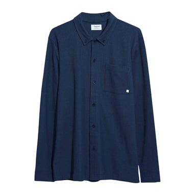 Farah Mens Textured Regular Long-Sleeved Shirt (True Navy)