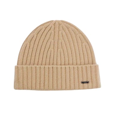 Boss Unisex Adult Ribbed Beanie (Beige)
