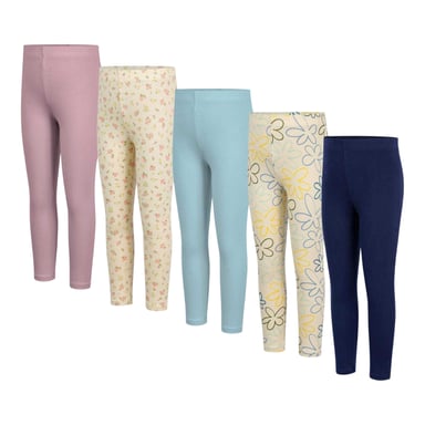 Miso Meisjes Legging (Set van 5) (Marine/Bloemen)