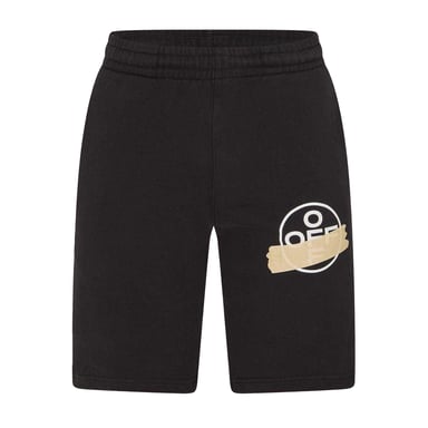 Off White Mens Relaxed Fit Lounge Sweat Shorts (Black/Beige)