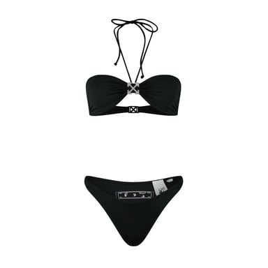 Off White Womens/Ladies Arrow Logo Bikini Top Set (Black)