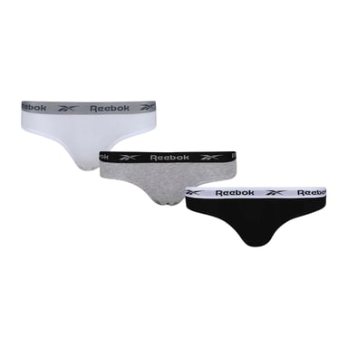 Reebok Womens/Ladies Carina Logo Briefs (Pack of 3) (Black/White/Grey)