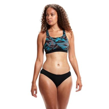 Speedo Womens/Ladies Geometric Racerback Bikini Set (Black/Blue)