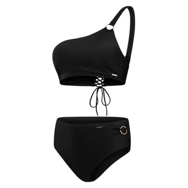 Speedo Womens/Ladies Asymmetric Front Tie Bikini Set (Black)