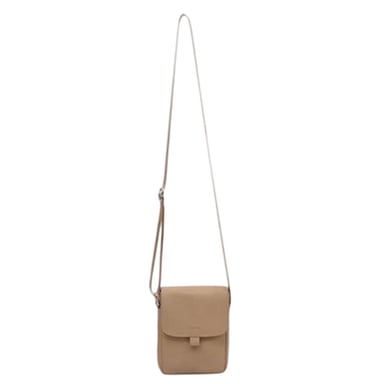 Firetrap Rectangle Faux Leather Crossbody Bag (Beige)