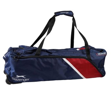 Slazenger V60 Logo Cricket Wheeled Duffel Bag (Navy/Red)