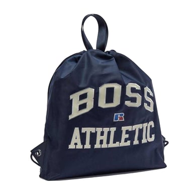 Boss Leather Trim Athletic Drawstring Bag (Navy)