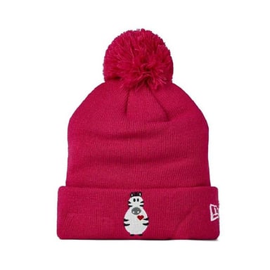 New Era Childrens/Kids Zebra Pom Pom Beanie (Dark Pink)