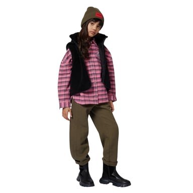 Hugo Childrens/Kids Logo Ribbed Turned Up Cuff Beanie (Kalamata)