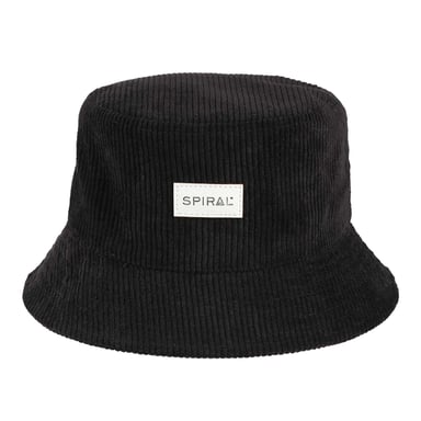 Spiral Womens/Ladies Wordmark Ribbed Cord Bucket Hat (Black)