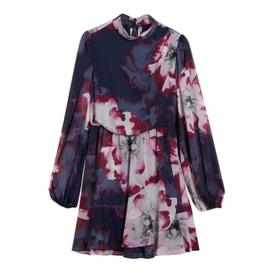 Ted Baker Womens/Ladies Aracely Floral Chiffon Bishop Mini Dress (Navy/Multicoloured)