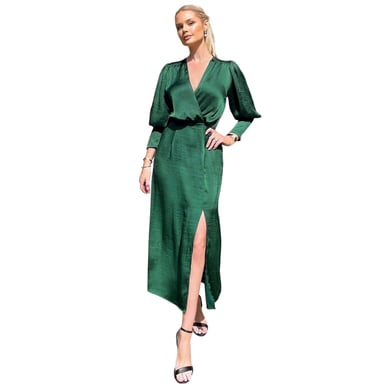 AX Paris Womens/Ladies Satin Long-Sleeved Wrap Dress (Teal)