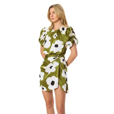 AX Paris Womens/Ladies Floral Polyester Gathered Side Evening Mini Dress (Olive)