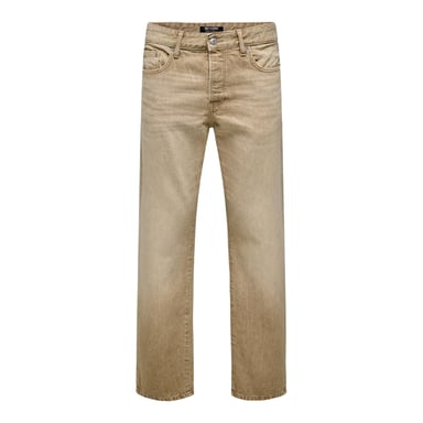 Only Mens Denim 5 Pockets Relaxed Fit Jeans (Beige)