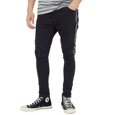 Brave Soul Mens Denim Button Fly Skinny Jeans (Charcoal)