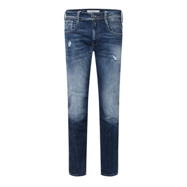 Replay Mens Anbass Cotton Denim Distressed Jeans (Blue)