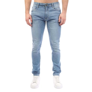 Duck and Cover Mens Maylead Cotton Denim Leather Patch Jeans (Blue)