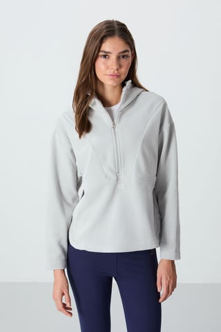 Oversized Plush Half-zip Hooded Sweatshirt